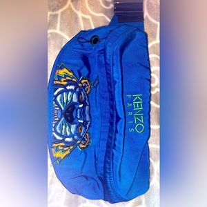 BLUE KENZO FANNY PACK WITH ORANGE EMBROIDERED TIGER